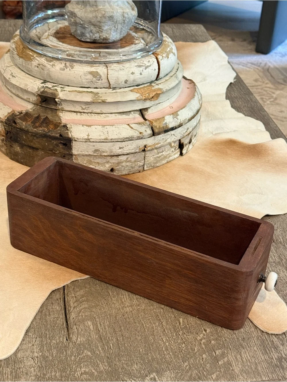Vintage Sewing Wood Drawer Tray Organizer - Brown